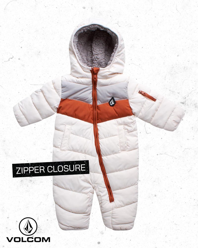 Volcom Boy Baby Snowsuit - Soft Fleece Lined Insulated Pram Infant Snowsuit with Sherpa Lined Hood - Baby Winter Clothes - Image 4